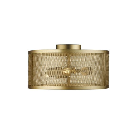 2843-3GO Fishnet 3Lt Drum Flush Lampa sufitowa - Matt złoty Mesh Searchlight
