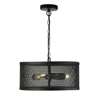 12483-3BK Fishnet 3Lt Drum Lampa wisząca - czarny Metal Mesh Searchlight