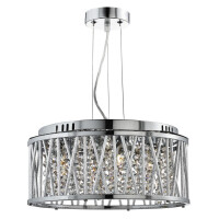 8334-4CC Elise 4Lt Lampa wisząca/Semi-Flush - Chrome, kryształ &amp; Aluminium Searchlight
