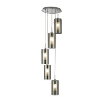 2305-5SM Duo 2 5Lt Multi-Drop Lampa wisząca - Smoked szkło &amp; Frosted Inner Searchlight