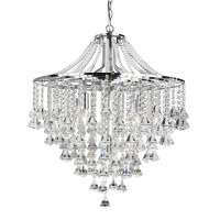 3495-5CC Dorchester 5Lt Lampa wisząca - Chrome, kryształ Buttons &amp; Drops Searchlight