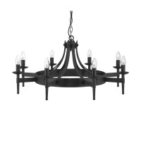 2428-8BK Cartwheel II 8Lt Lampa wisząca - czarny Iron &amp; Sanded szkło Searchlight