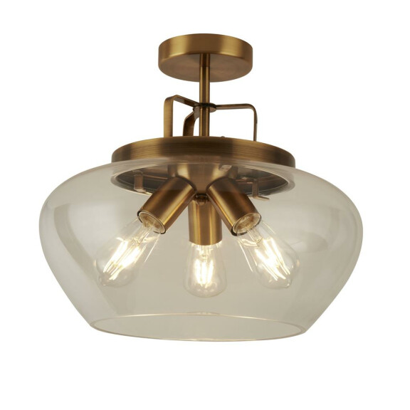 8973-3BZ Boule 3Lt Semi Flush Lampa sufitowa - brązowy & Clear szkło Searchlight