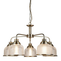 1685-5AB Bistro II 5Lt Lampa sufitowa - Brass &amp; Halophane szkło Searchlight