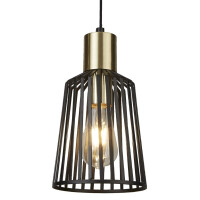 9412BK Bird Cage Lampa wisząca - czarny Metal &amp; satyna Brass Searchlight