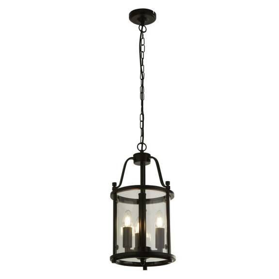 3063-3BK Bevelled Lantern 3Lt Lampa wisząca - czarny & szkło Searchlight