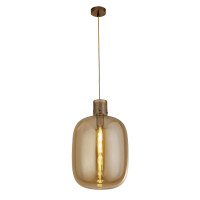 68361AM Barrel Lampa wisząca - satyna Brass &amp; Amber szkło Searchlight