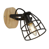 81698-1BK Vision Cage Round Kinkiet - Matt czarny &amp; drewno Searchlight
