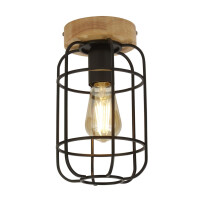 81952-1BK Vision Cage Lampa sufitowa - Matt czarny &amp; drewno Searchlight