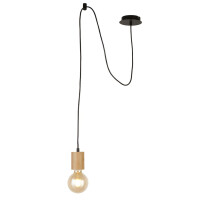 50212-1NA Spinny Lampa wisząca - drewno &amp; czarny Metal Searchlight