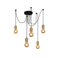 50213-5NA Spinny 5Lt Lampa wisząca - drewno &amp; czarny Metal Searchlight