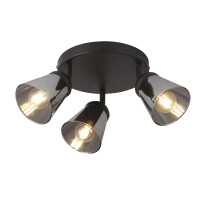 61170-3SM Mega 3Lt Round reflektorek - czarny Metal With Smoked szkło Searchlight