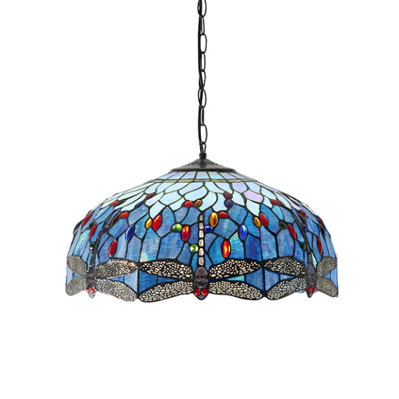 66148 Tiffany Dragonfly blue 3lt lampa wisząca Interiors1900 - MEGA rabaty w koszyku %