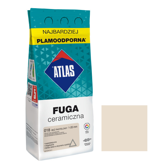 ATLAS FUGA CERAMICZNA 1-20MM 018 BEŻ PASTELOWY 2KG