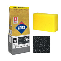 ATLAS FUGA DEKORACYJNA Z BROKATEM CZARNY DIAMENT 2KG + KUBALA GĄBKA