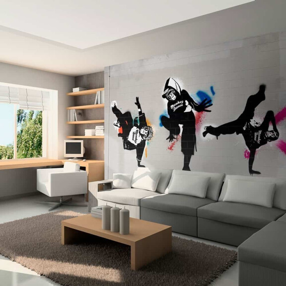 Fototapeta - Monkey dance - street art