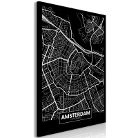 Obraz - Ciemna mapa Amsterdamu (1-częściowy) pionowy