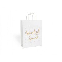 Torba papierowa Wesołych Świąt 240x100x320mm biała