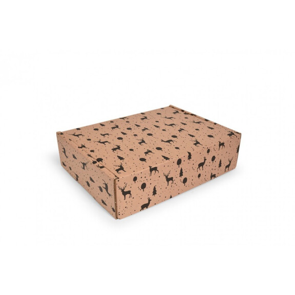 Karton 300x230x80mm brąz z nadrukiem świątecznym