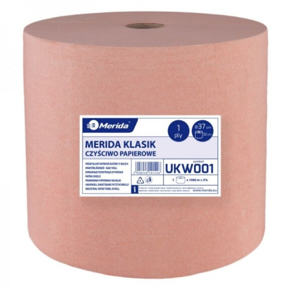 CZYŚCIWO PAPIEROWE KLASIK BRĄZOWE, 1-WARSTWOWE, ŚR. 37 CM, DŁ. 1000 M, ZGRZEWKA 1 SZTUKA