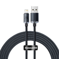 KABEL DO ŁADOWAREK USB DO LIGHTNING BASEUS CRYSTAL SHINE, 2.4A, 2M (CZARNY)