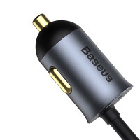 ŁADOWARKA SAMOCHODOWA BASEUS SHARE TOGETHER Z PRZEDŁUŻACZEM, 2X USB, 2X USB-C, 120W (SZARA)