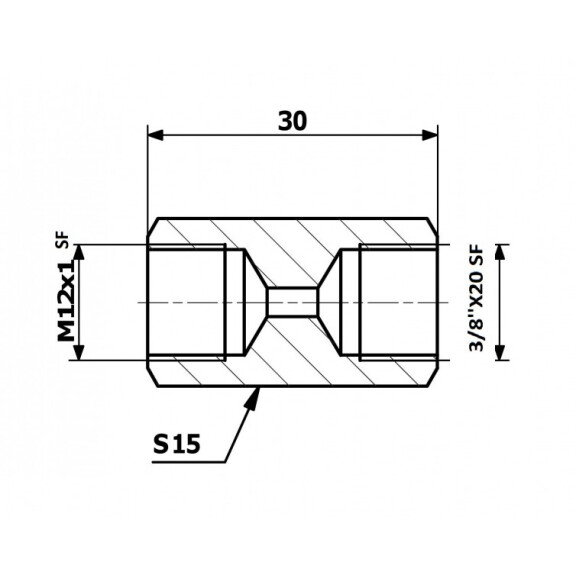 ŁĄCZNIK PRZEWODÓW HAM. WEW. 12X1 SF - WEW. 3/8X20 SF