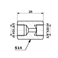 ŁĄCZNIK PRZEWODÓW HAM. WEW. 3/8X24 SF - WEW. 3/8X20 DF
