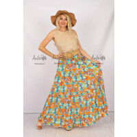 Wzorzysta sukienko spódnica Abruzzia maxi pomarańczowo niebieska