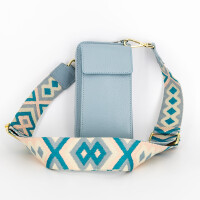 Torebka saszetka crossbody gołębia z parcianym paskiem w romby gołębi z pudrowym różem