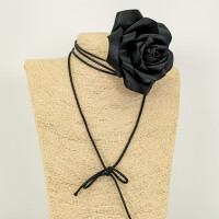 Choker róża na cienkim woskowanym sznurku black