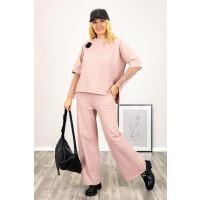 Bluza Missaglia z koronkowymi rękawami pudrowy róż