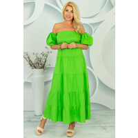 Sukienka hiszpanka Paredesa maxi z bufiastymi rękawkami zielona