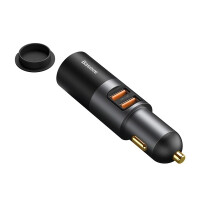 ŁADOWARKA SAMOCHODOWA BASEUS SHARE TOGETHER FAST Z GNIAZDEM ZAPALNICZKI, 2X USB, 120W (SZARA)