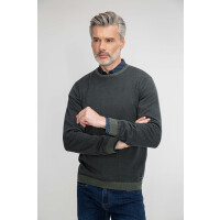 Zielony bawełniany sweter w jodełkę 01048A60RRA