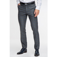 Szare spodnie w niebieską kratę windowpane GDPS900464