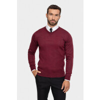Wiśniowy sweter z wełny merino 01024D55VSA