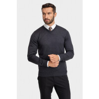 Grafitowy sweter z wełny merino 01024D85VSA