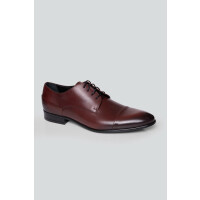 Bordowe buty ze skóry naturalnej BUANQ00128