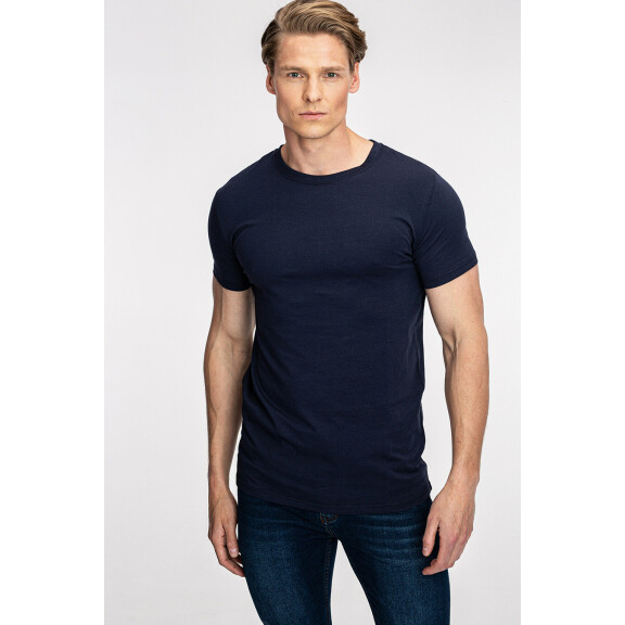 Gładki granatowy t-shirt TSGS000075