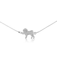 Naszyjnik z psem maltańczykiem srebrnym na łańcuszku - 45 cm