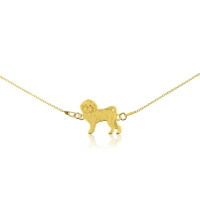Naszyjnik z psem maltańczykiem złotym na łańcuszku - 38 cm