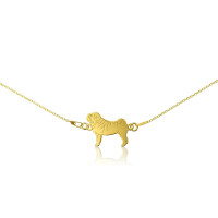 Naszyjnik z psem mopsem złotym na łańcuszku - 45 cm