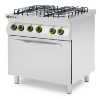Plynový sporák se 4 hořáky a s elektrickou konvekční troubou GN 1/1, HENDI, GN 1/1, 230V/3000W, 17000kW, 800x700x(H)900mm
