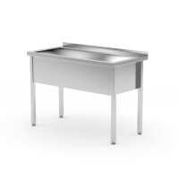 Stůl s jedním mycím dřezem – svařovaný, hloubka 600 mm, výška komory 300 mm, HENDI, Profi Line, 800x600x(H)850mm