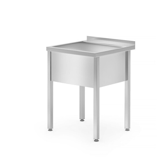 Stůl s jedním mycím dřezem – svařovaný, hloubka 600 mm, výška komory 300 mm, HENDI, Profi Line, 600x600x(H)850mm