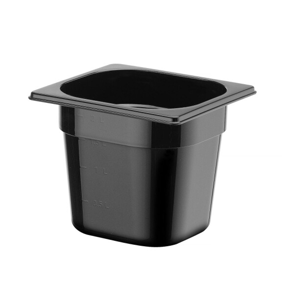Kontejner GN 1/6 černý polykarbonát, HENDI, Profi Line, GN 1/6, 2,4L, Černá, 176x162x(H)150mm