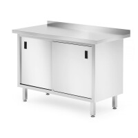 Pracovní stůl se skříňkou, posuvná dvířka – svařovaný, HENDI, Profi Line, 1200x600x(H)850mm