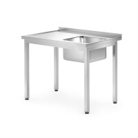 Dřezový stůl – přišroubovaný, hloubka 700 mm, HENDI, Kitchen Line, 1000x700x(H)850mm