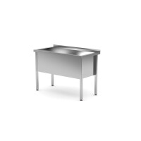 Stůl s jedním mycím dřezem – svařovaný, hloubka 600 mm, výška komory 400 mm, HENDI, Profi Line, 1200x600x(H)850mm